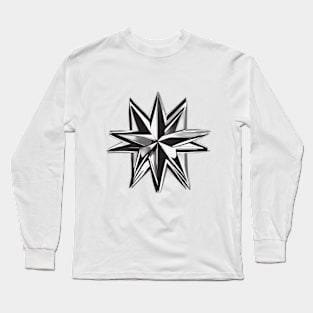 Sleek Monochrome Starburst Design No. 510 Long Sleeve T-Shirt